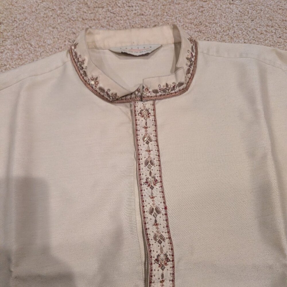 Men's Indian Ethnic Kurta Set w/ Long & Short Cotis & Lengha - Sz40 - 4piece